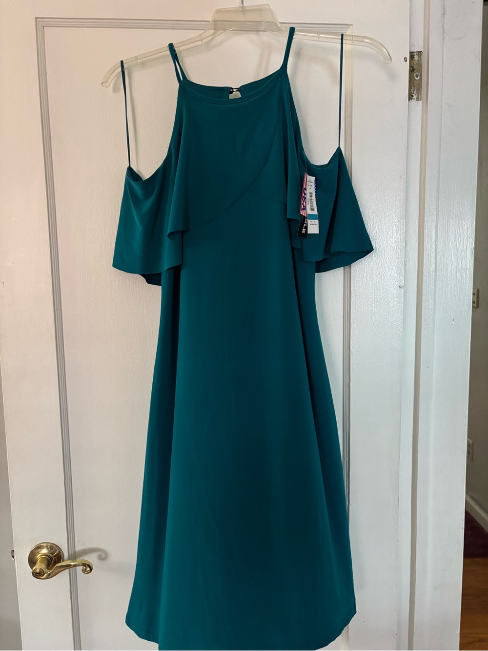 Plus size Cold-Shoulder Teal Midi Dress - Elegant Evening Wear